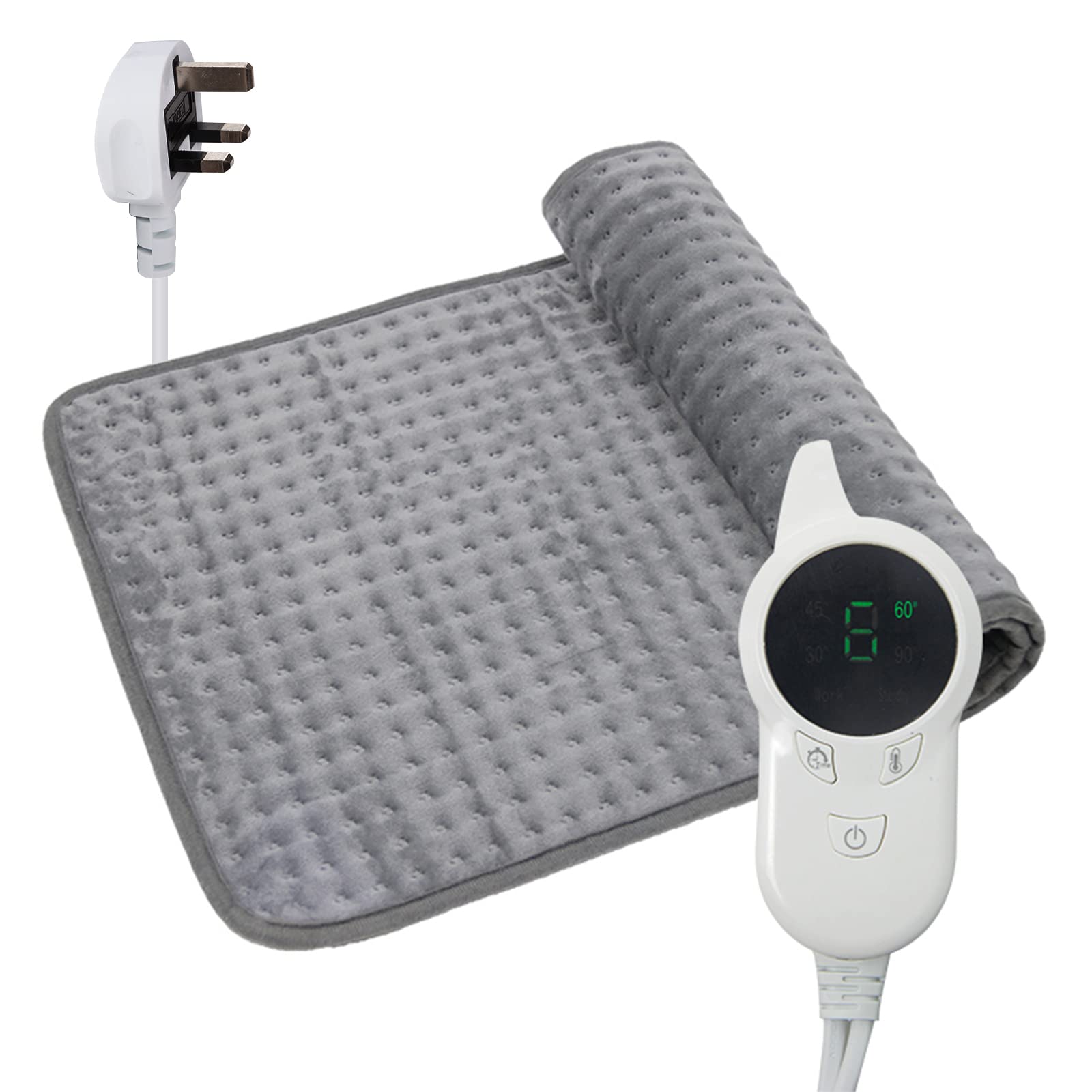 Prosight grey electric heating pad for back pain with plush textured surface and digital controller Prosight grey electric heating pad for back pain with plush textured surface and digital controller