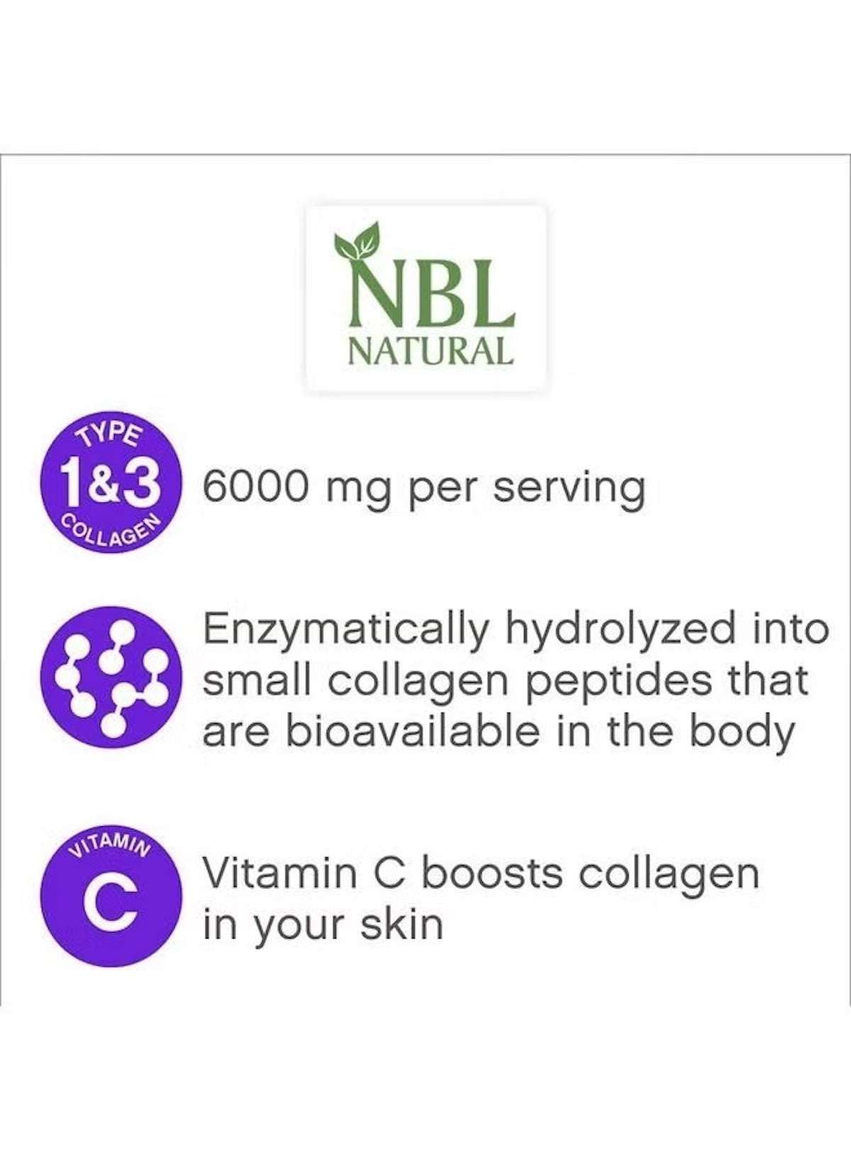 NBL NATURAL super collagen with vitamin C tablets containing 6000 mg per serving for skin support NBL NATURAL super collagen with vitamin C tablets containing 6000 mg per serving for skin support