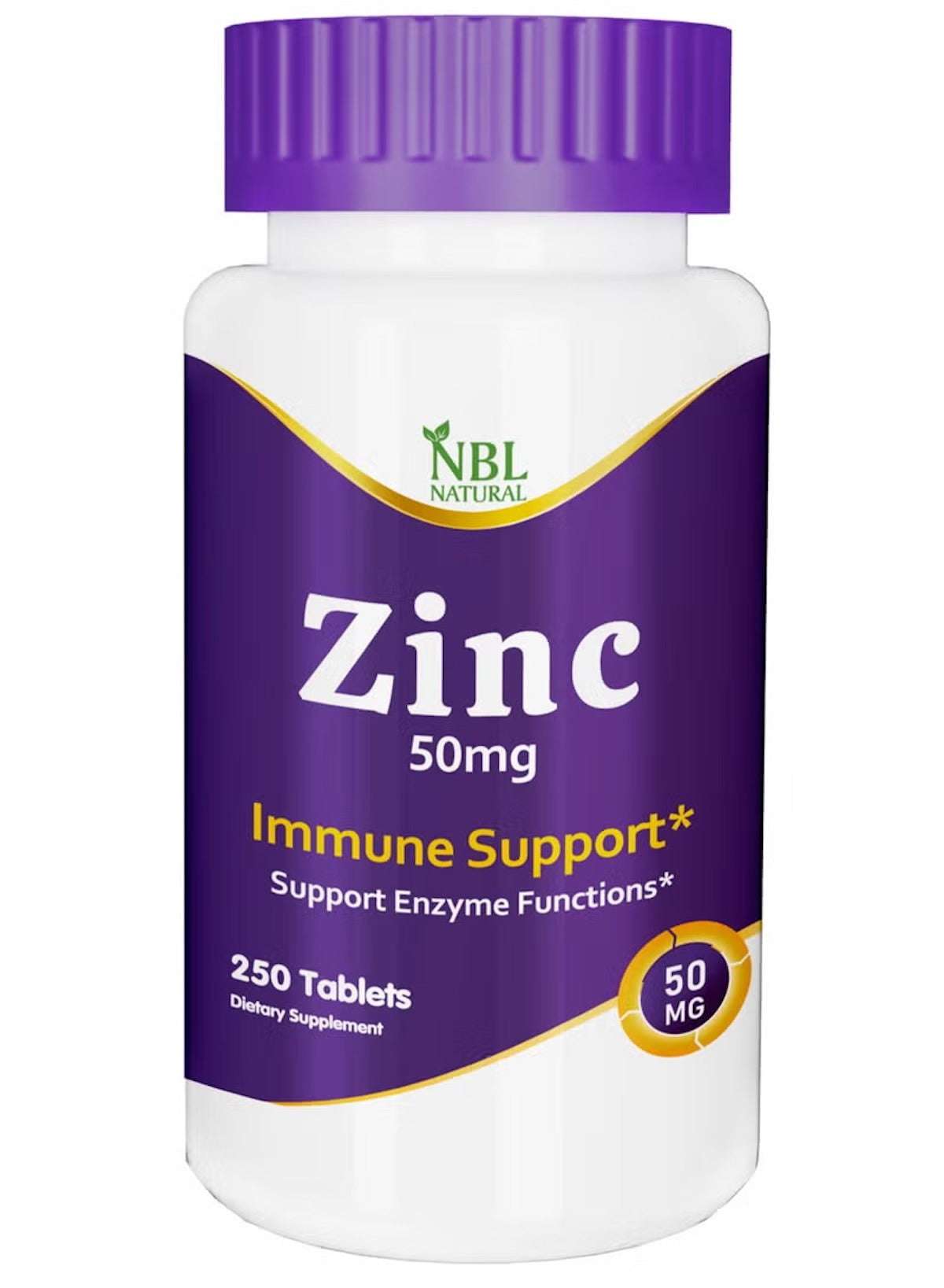 NBL Natural Zinc Gluconate 50mg tablets for immune support in a 250 tablet bottle NBL Natural Zinc Gluconate 50mg tablets for immune support in a 250 tablet bottle
