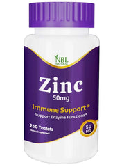 NBL Natural Zinc Gluconate 50mg tablets for immune support in a 250 tablet bottle NBL Natural Zinc Gluconate 50mg tablets for immune support in a 250 tablet bottle