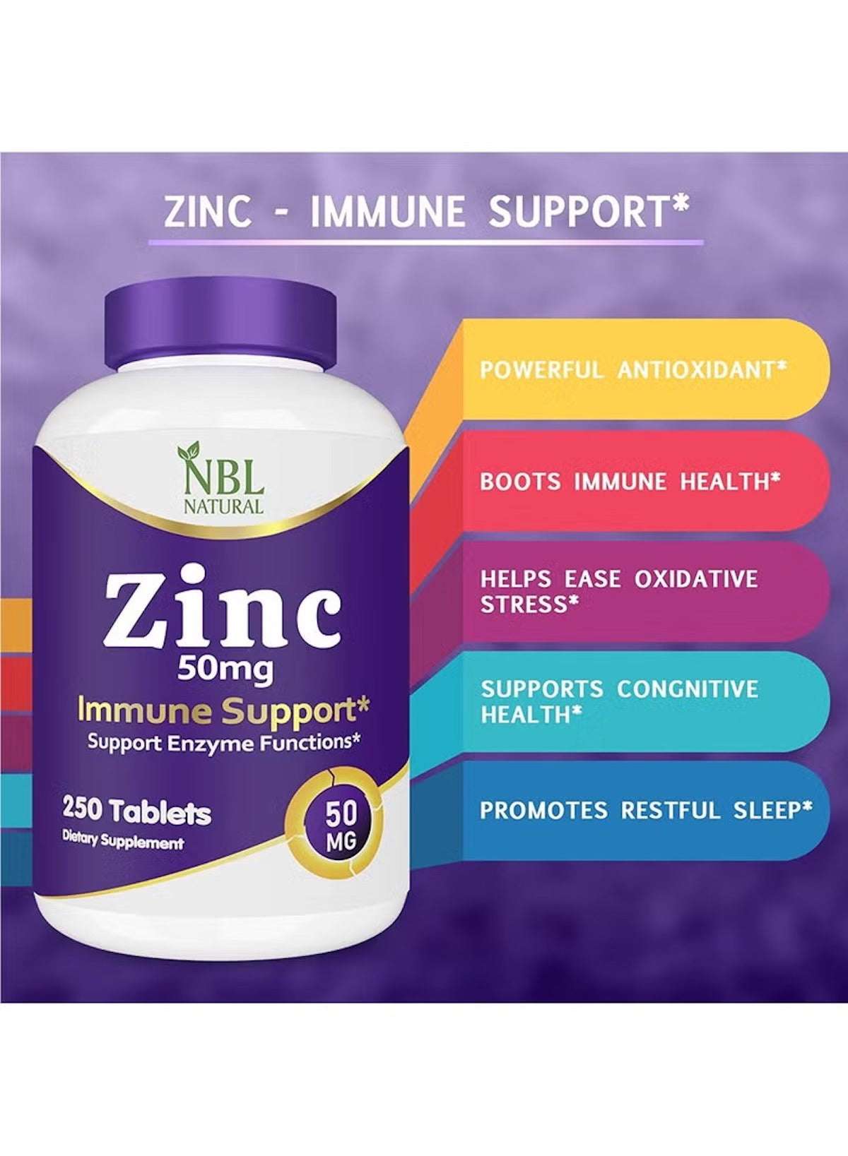 NBL Natural Zinc Gluconate 50mg Tablets Bottle for Immune Support and Antioxidant Benefits NBL Natural Zinc Gluconate 50mg Tablets Bottle for Immune Support and Antioxidant Benefits