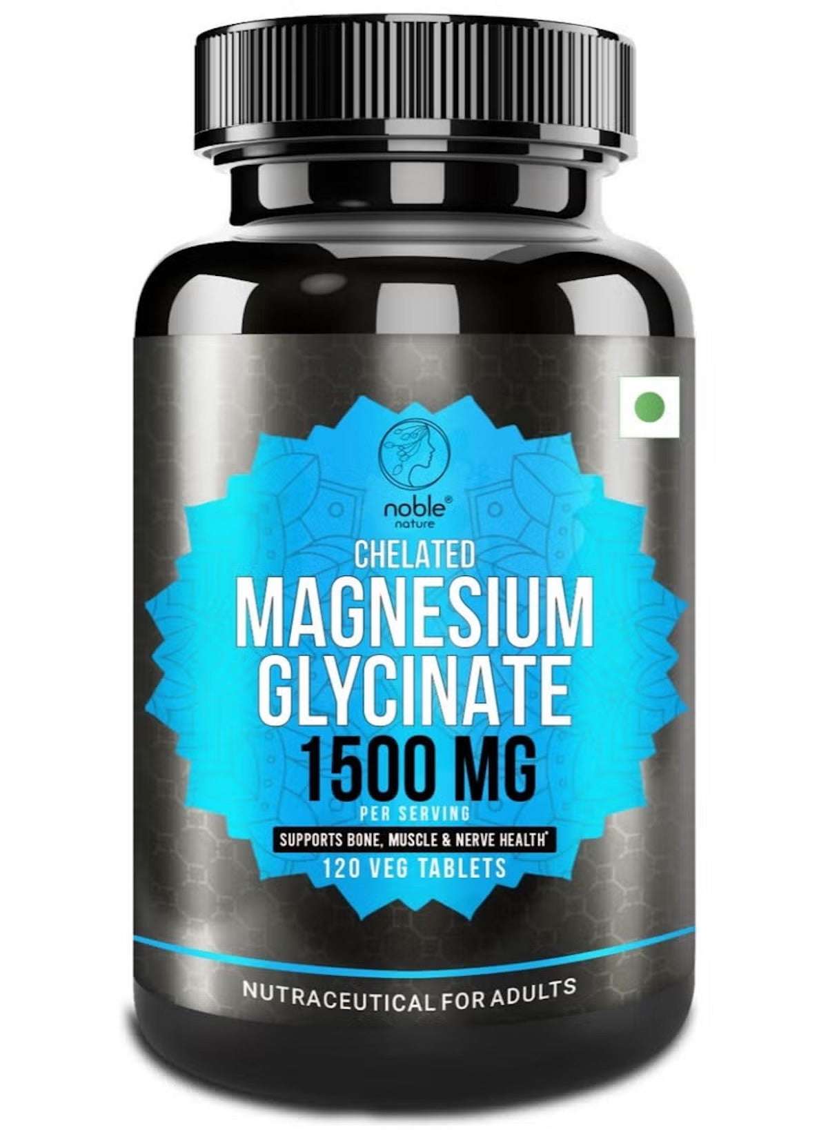 Noble Nature Chelated Magnesium Glycinate 1500mg Tablets in a 120 Veg Tablet Bottle for Health Support Noble Nature Chelated Magnesium Glycinate 1500mg Tablets in a 120 Veg Tablet Bottle for Health Support