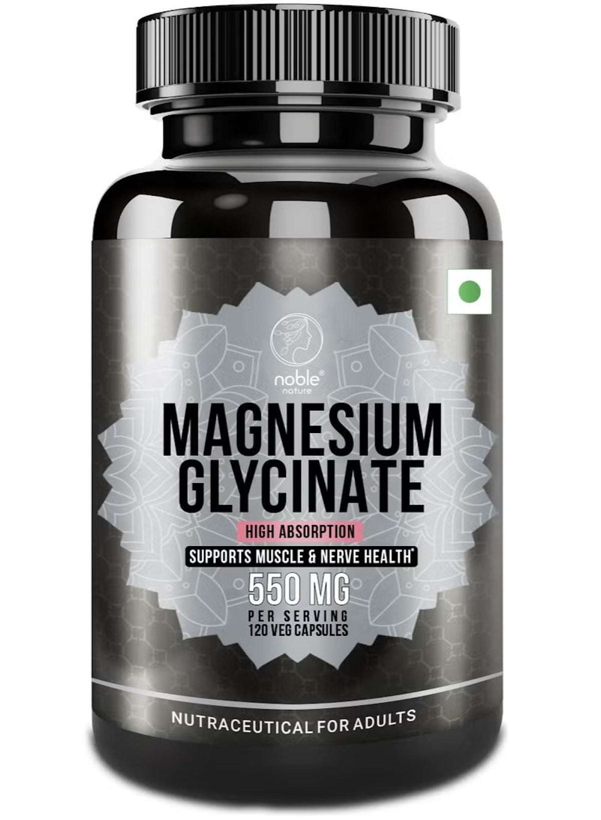 Noble Nature Magnesium Glycinate High Absorption 550 mg for muscle and nerve health in 120 vegan capsules Noble Nature Magnesium Glycinate High Absorption 550 mg for muscle and nerve health in 120 vegan capsules
