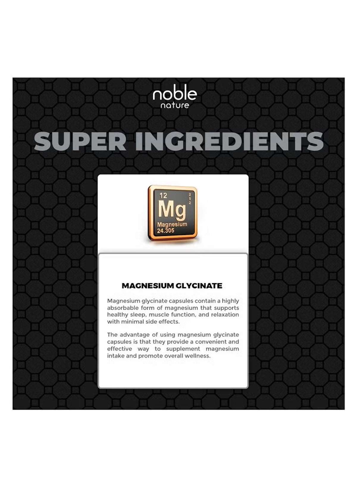 Noble Nature Magnesium Glycinate High Absorption Capsules for Wellness Support and Relaxation Noble Nature Magnesium Glycinate High Absorption Capsules for Wellness Support and Relaxation
