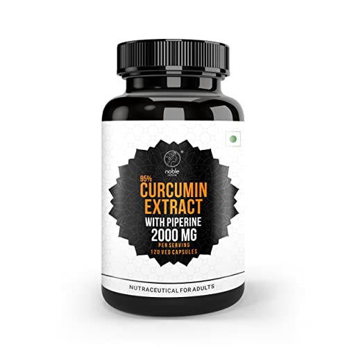 Noble Nature herbal supplement bottle of turmeric curcumin supplement 95 curcuminoids 2000 mg with piperine 120 veg capsules Noble Nature herbal supplement bottle of turmeric curcumin supplement 95 curcuminoids 2000 mg with piperine 120 veg capsules