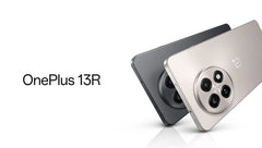 OnePlus 13R global version smartphone showing two devices in silver and gray with circular quad camera OnePlus 13R global version smartphone showing two devices in silver and gray with circular quad camera