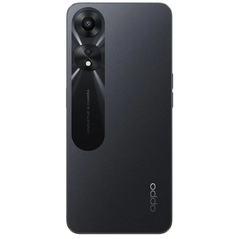 OPPO A78 5G used smartphone black back view with dual rear cameras and matte finish by Mumzar OPPO A78 5G used smartphone black back view with dual rear cameras and matte finish by Mumzar