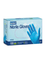 OptiTect Nitrile Gloves Medium 100 Pack in blue, powder-free and single-use for safe handling OptiTect Nitrile Gloves Medium 100 Pack in blue, powder-free and single-use for safe handling
