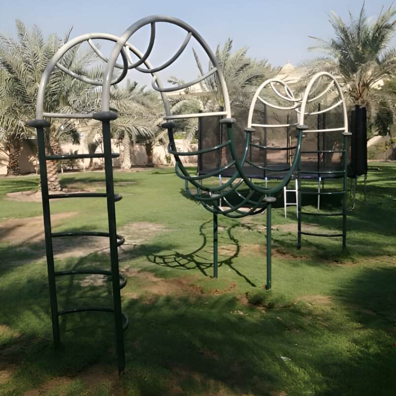 Huitich outdoor climbing frame for kids made of metal with ladder and monkey bars in a park Huitich outdoor climbing frame for kids made of metal with ladder and monkey bars in a park