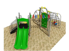 Huitich outdoor playground set UAE featuring a green slide and climbing structure for active play Huitich outdoor playground set UAE featuring a green slide and climbing structure for active play