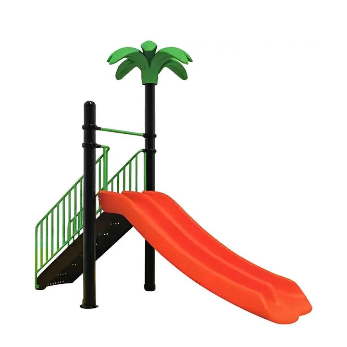 Huitich outdoor playground slide UAE with a vibrant orange slide and green palm tree design Huitich outdoor playground slide UAE with a vibrant orange slide and green palm tree design