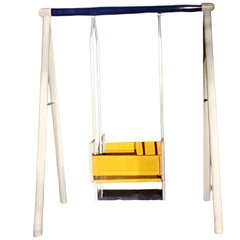 Huitich outdoor swing and slide set with yellow swing seat and sturdy white frame Huitich outdoor swing and slide set with yellow swing seat and sturdy white frame