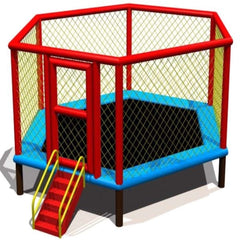 Huitich outdoor trampoline park with net featuring a hexagonal design and safety stairs Huitich outdoor trampoline park with net featuring a hexagonal design and safety stairs