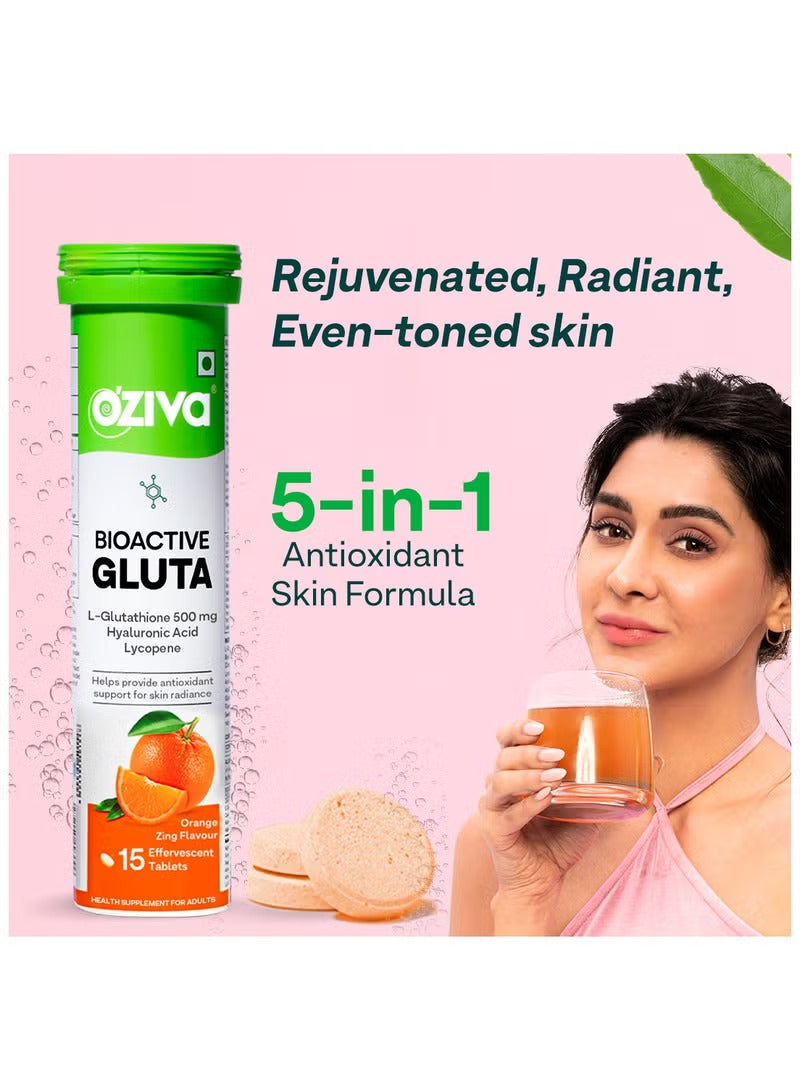 OZiva Bioactive Gluta Vitamin Tablets for skin glow with 5-in-1 antioxidant formula and radiant skin benefits OZiva Bioactive Gluta Vitamin Tablets for skin glow with 5-in-1 antioxidant formula and radiant skin benefits