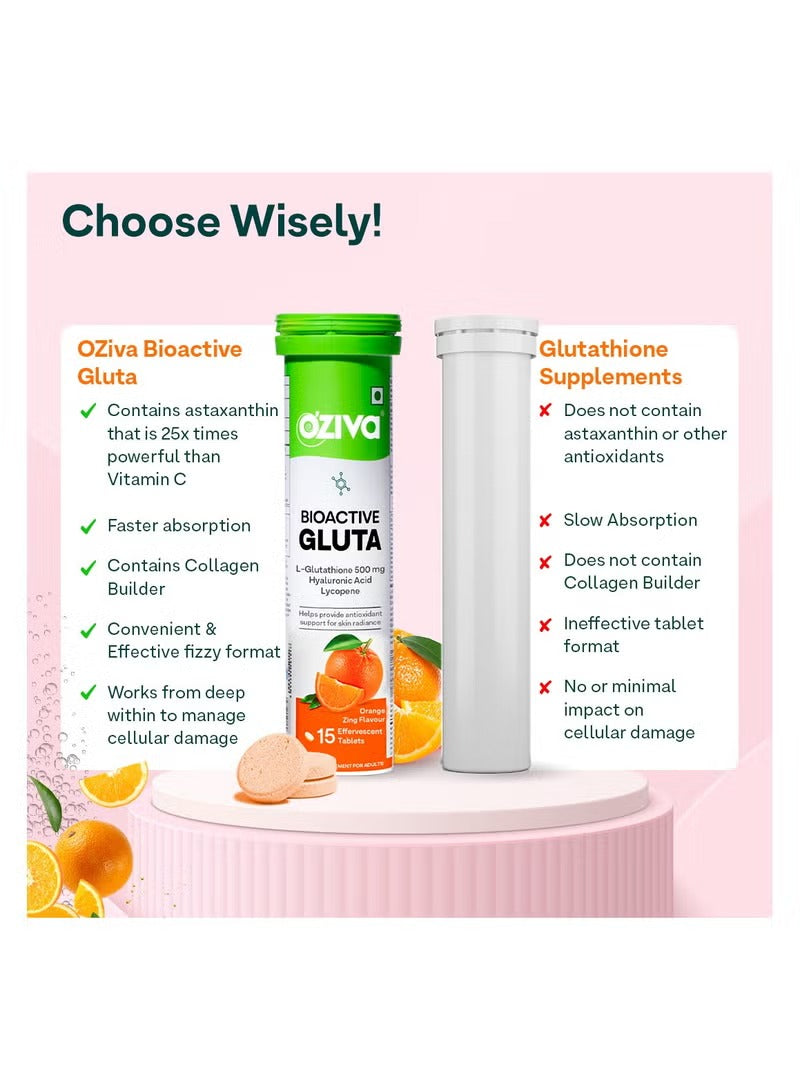 OZiva Bioactive Gluta Vitamin Tablets with Collagen Builder for skin glow and cellular damage defense OZiva Bioactive Gluta Vitamin Tablets with Collagen Builder for skin glow and cellular damage defense