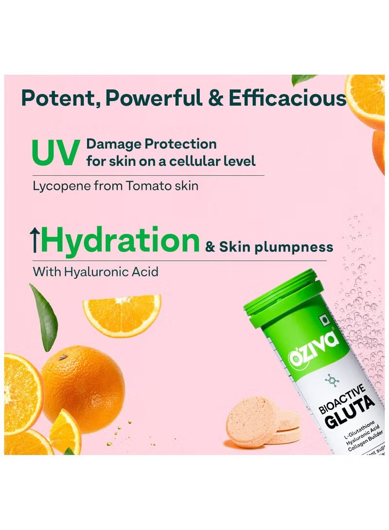 OZiva Bioactive Gluta Glutathione Tablets for Skin Glow with UV protection and hydration benefits OZiva Bioactive Gluta Glutathione Tablets for Skin Glow with UV protection and hydration benefits
