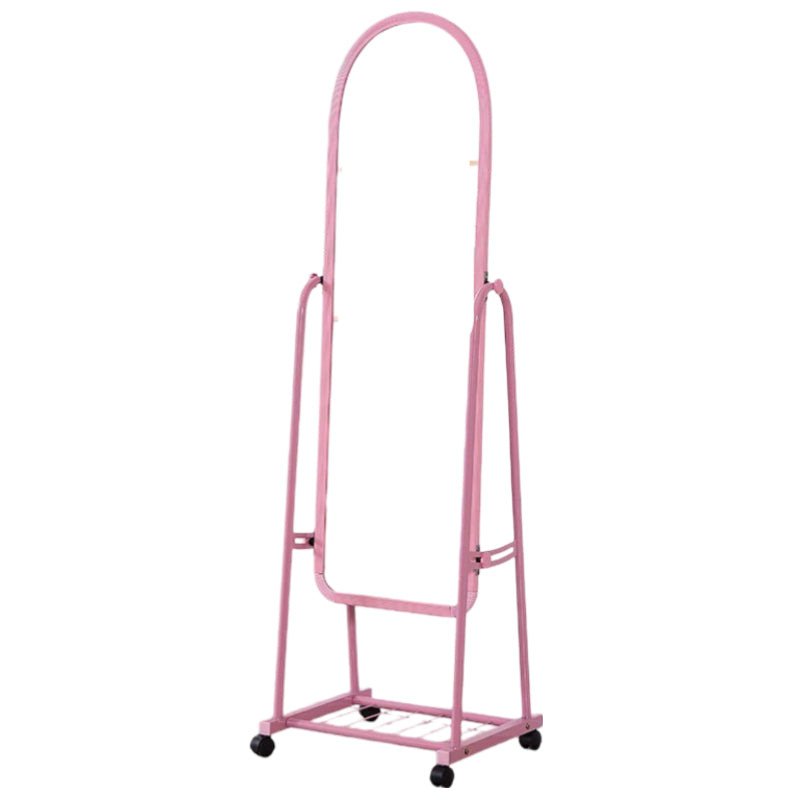 Huitich rotatable floor mirror with wheels in pink floor mounted design for easy mobility Huitich rotatable floor mirror with wheels in pink floor mounted design for easy mobility