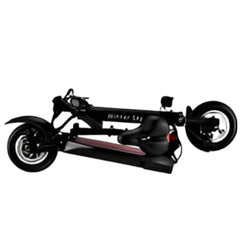 Winner sky red electric scooter with seat folded for compact storage and portability Winner sky red electric scooter with seat folded for compact storage and portability