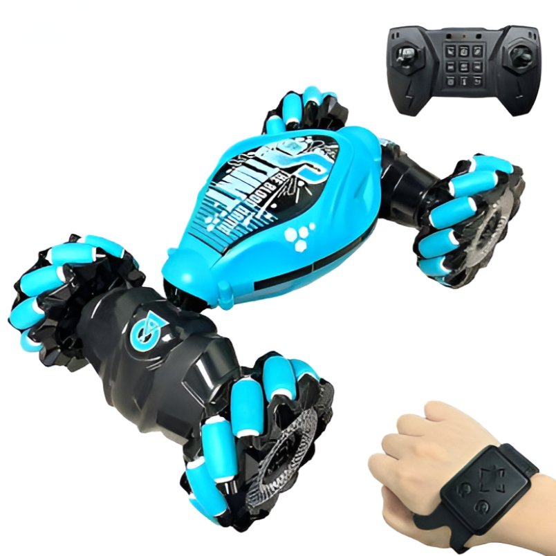 Huitich remote control stunt car blue with hand controller and black remote for tricks Huitich remote control stunt car blue with hand controller and black remote for tricks