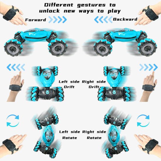 Huitich remote control stunt car blue with hand gesture controls for forward backward drift and rotate moves Huitich remote control stunt car blue with hand gesture controls for forward backward drift and rotate moves