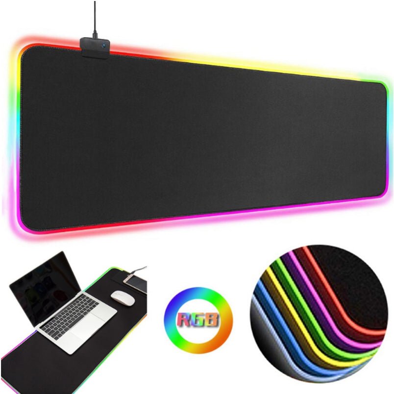 Huitich RGB gaming mouse pad with extended size and customizable colorful LED lighting Huitich RGB gaming mouse pad with extended size and customizable colorful LED lighting