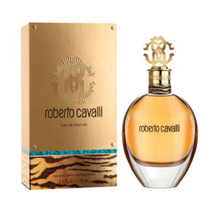 Roberto Cavalli Signature perfume Eau de Parfum bottle with gold and animal print packaging Roberto Cavalli Signature perfume Eau de Parfum bottle with gold and animal print packaging