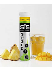 SIS Hydro Electrolyte Tablets for Hydration in Pineapple and Mango Flavor with a glass of drink SIS Hydro Electrolyte Tablets for Hydration in Pineapple and Mango Flavor with a glass of drink