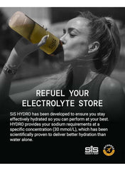 SiS Hydro electrolyte tablets for hydration in a promoting advertisement for effective hydration SiS Hydro electrolyte tablets for hydration in a promoting advertisement for effective hydration
