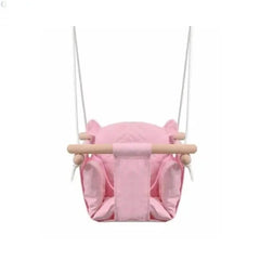 Huitich secure baby swing seat in pink fabric with wooden support for safe and comfortable swinging Huitich secure baby swing seat in pink fabric with wooden support for safe and comfortable swinging