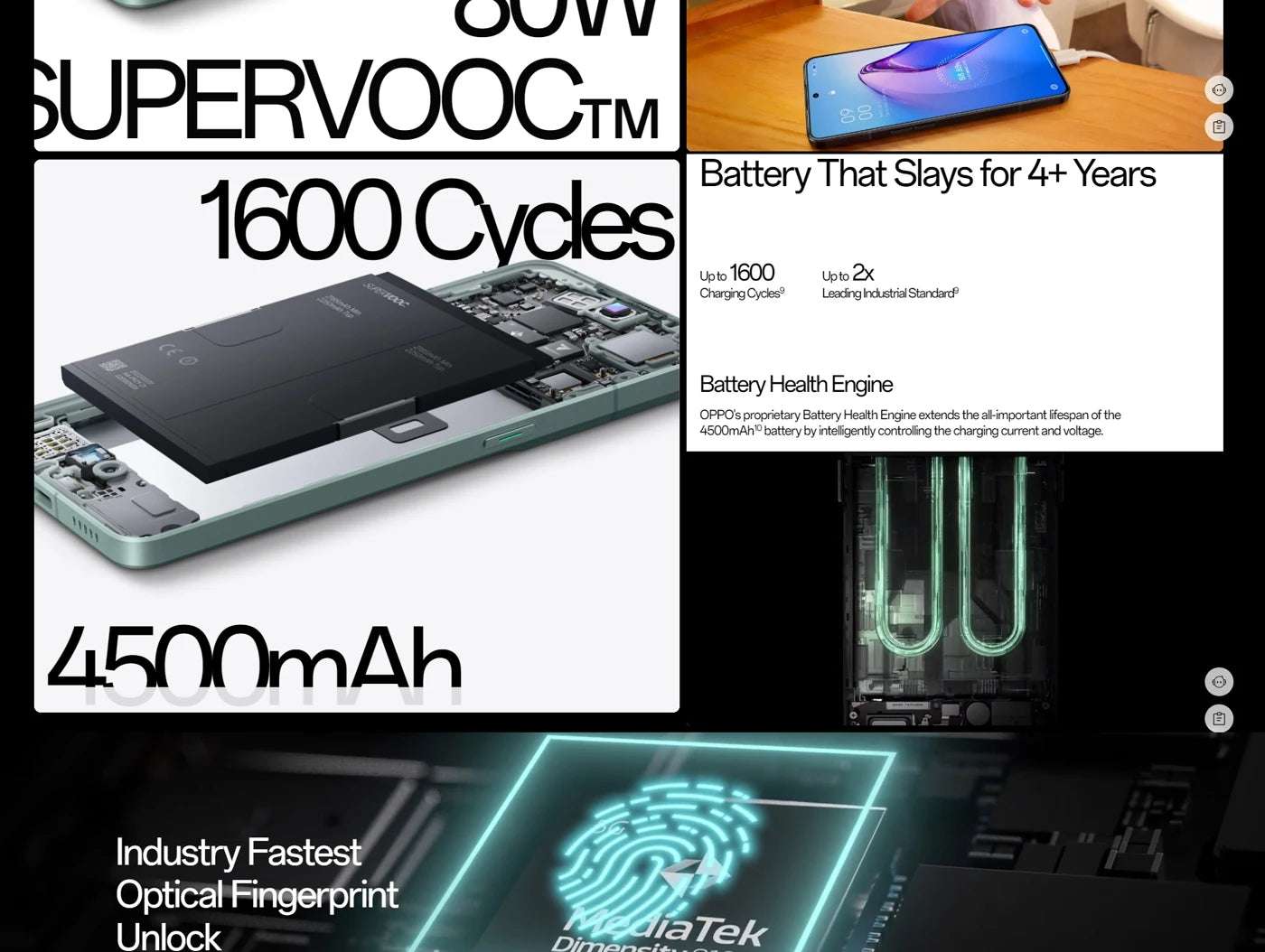 Oppo Reno8 Pro 5G used for sale UAE showing phone internals battery 4500mAh SuperVOOC 80W and fingerprint sensor Oppo Reno8 Pro 5G used for sale UAE showing phone internals battery 4500mAh SuperVOOC 80W and fingerprint sensor