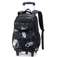 Huitich starry sky rolling school backpack with galaxy print and durable wheels for kids Huitich starry sky rolling school backpack with galaxy print and durable wheels for kids