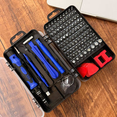 Mumzar precision screwdriver set for electronics in black case with blue handles multiple bits pry tools Mumzar precision screwdriver set for electronics in black case with blue handles multiple bits pry tools