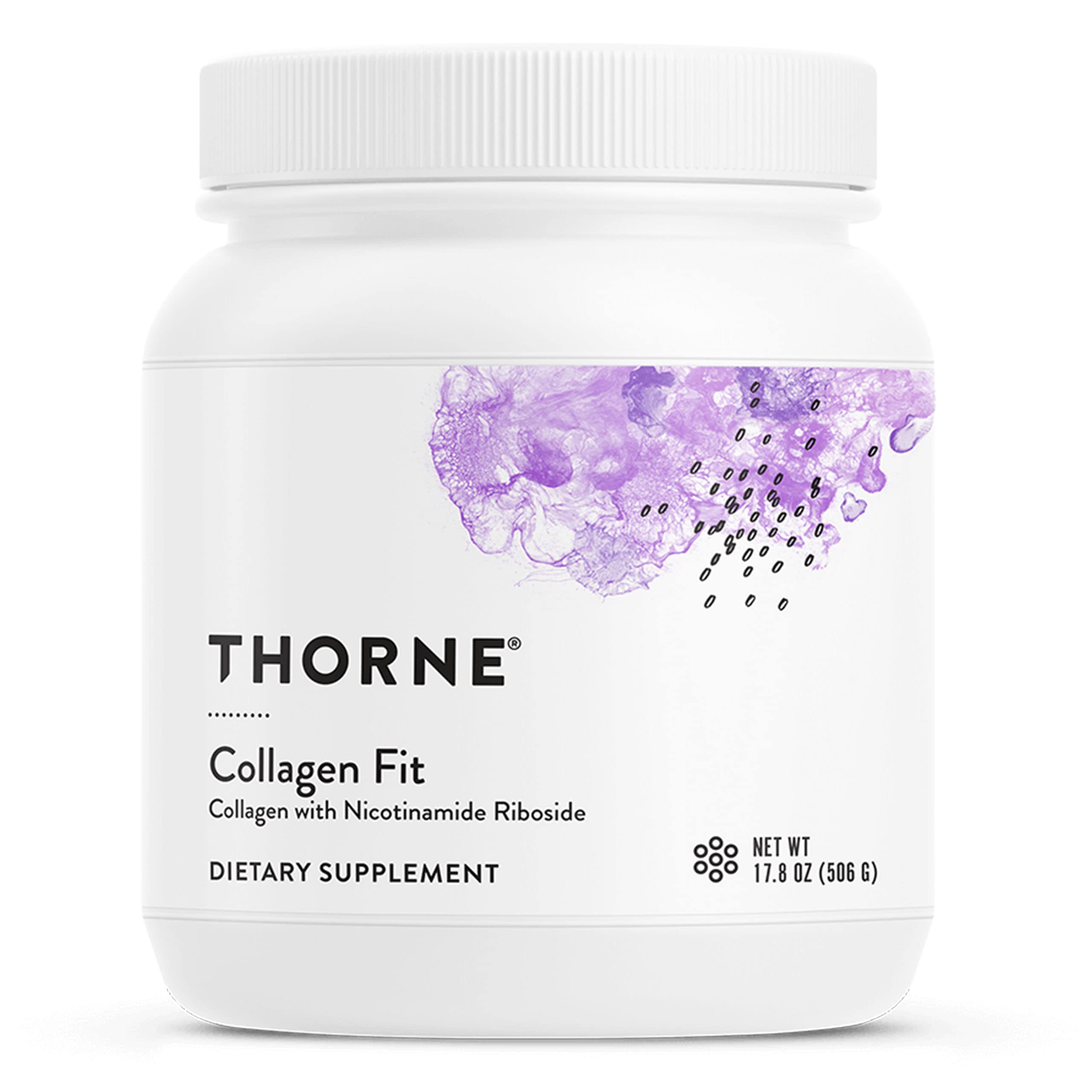 THORNE Collagen Fit dietary supplement jar with purple design collagen peptides powder UAE THORNE Collagen Fit dietary supplement jar with purple design collagen peptides powder UAE