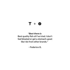 THORNE omega 3 supplement customer testimonial on white background praising fish oil quality THORNE omega 3 supplement customer testimonial on white background praising fish oil quality