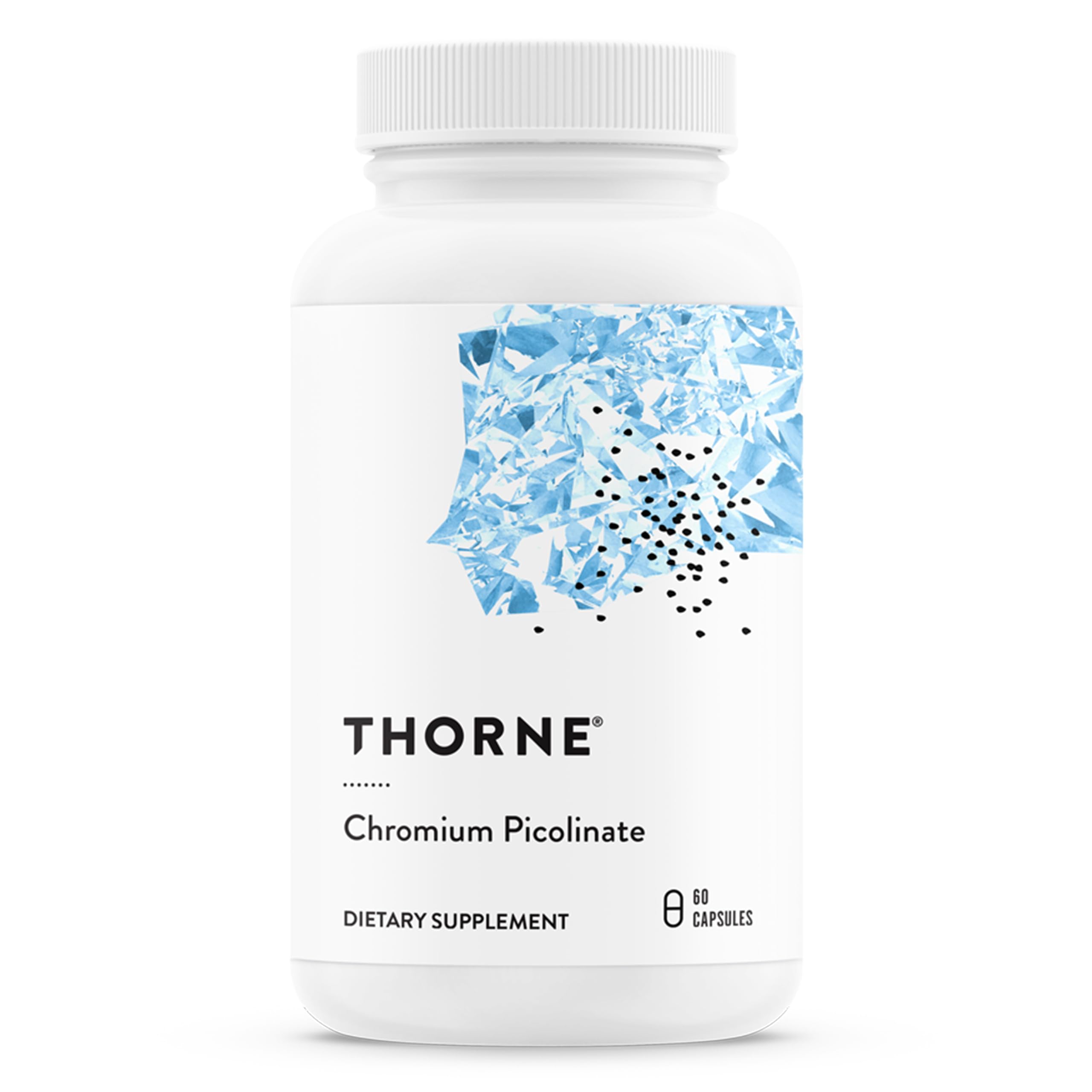 Thorne chromium for blood sugar support bottle Thorne Chromium Picolinate 60 capsules white label Thorne chromium for blood sugar support bottle Thorne Chromium Picolinate 60 capsules white label