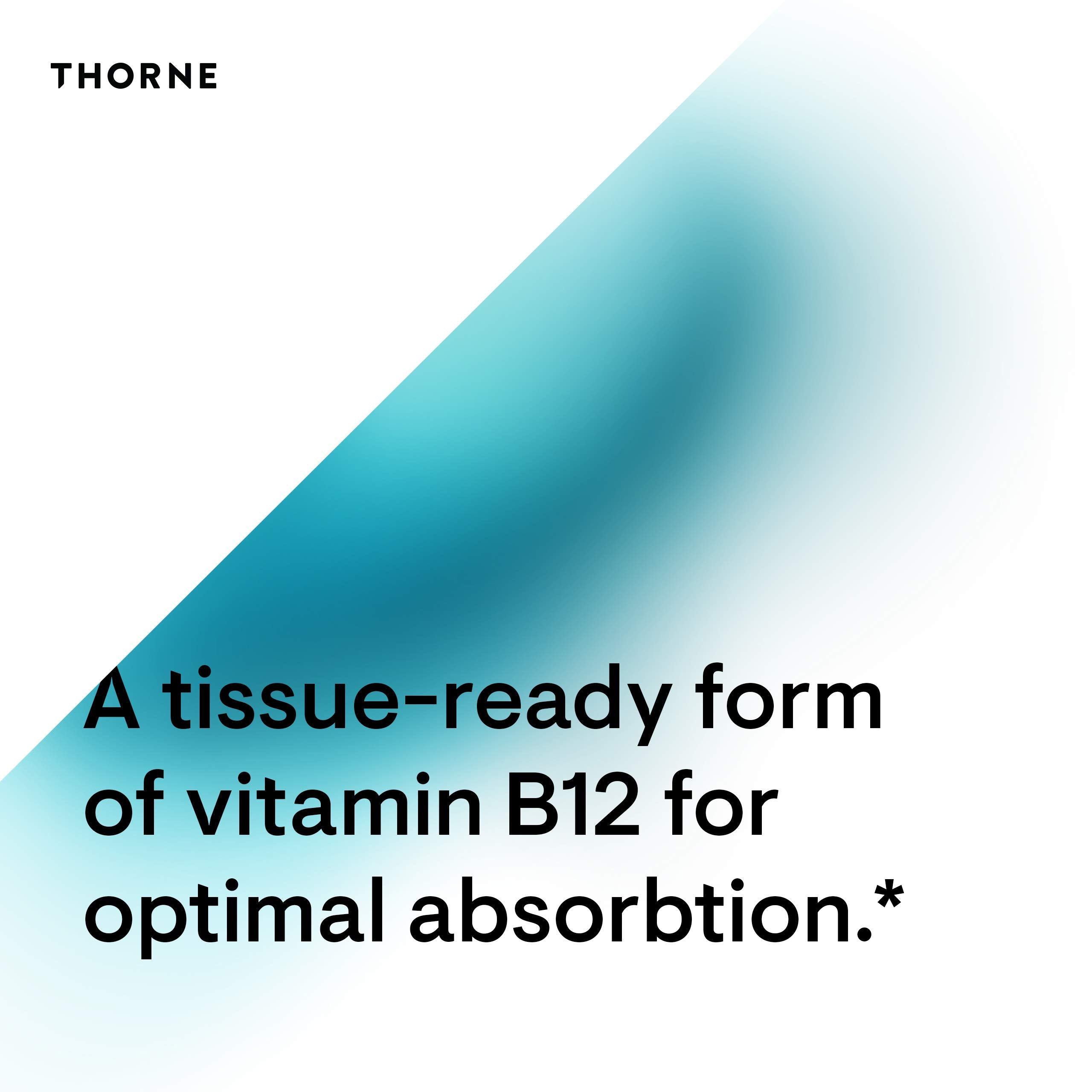 Thorne branded graphic stating a tissue ready form of vitamin B12 for optimal absorption Vitamin B12 supplement UAE Thorne branded graphic stating a tissue ready form of vitamin B12 for optimal absorption Vitamin B12 supplement UAE