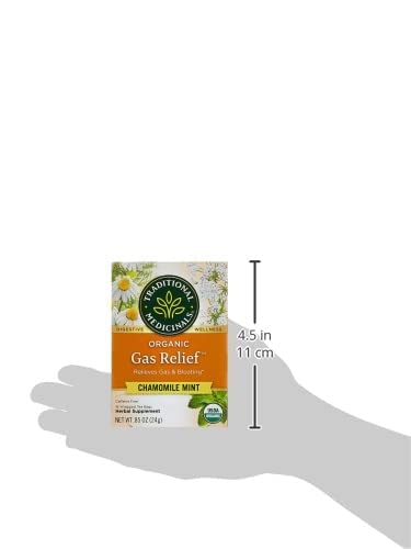 Traditional Medicinals Organic Gas Relief Chamomile Mint box herbal tea for bloating and gas packaging Traditional Medicinals Organic Gas Relief Chamomile Mint box herbal tea for bloating and gas packaging