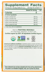 Traditional Medicinals supplement facts and ingredients list for organic herbal tea for bloating and gas Traditional Medicinals supplement facts and ingredients list for organic herbal tea for bloating and gas