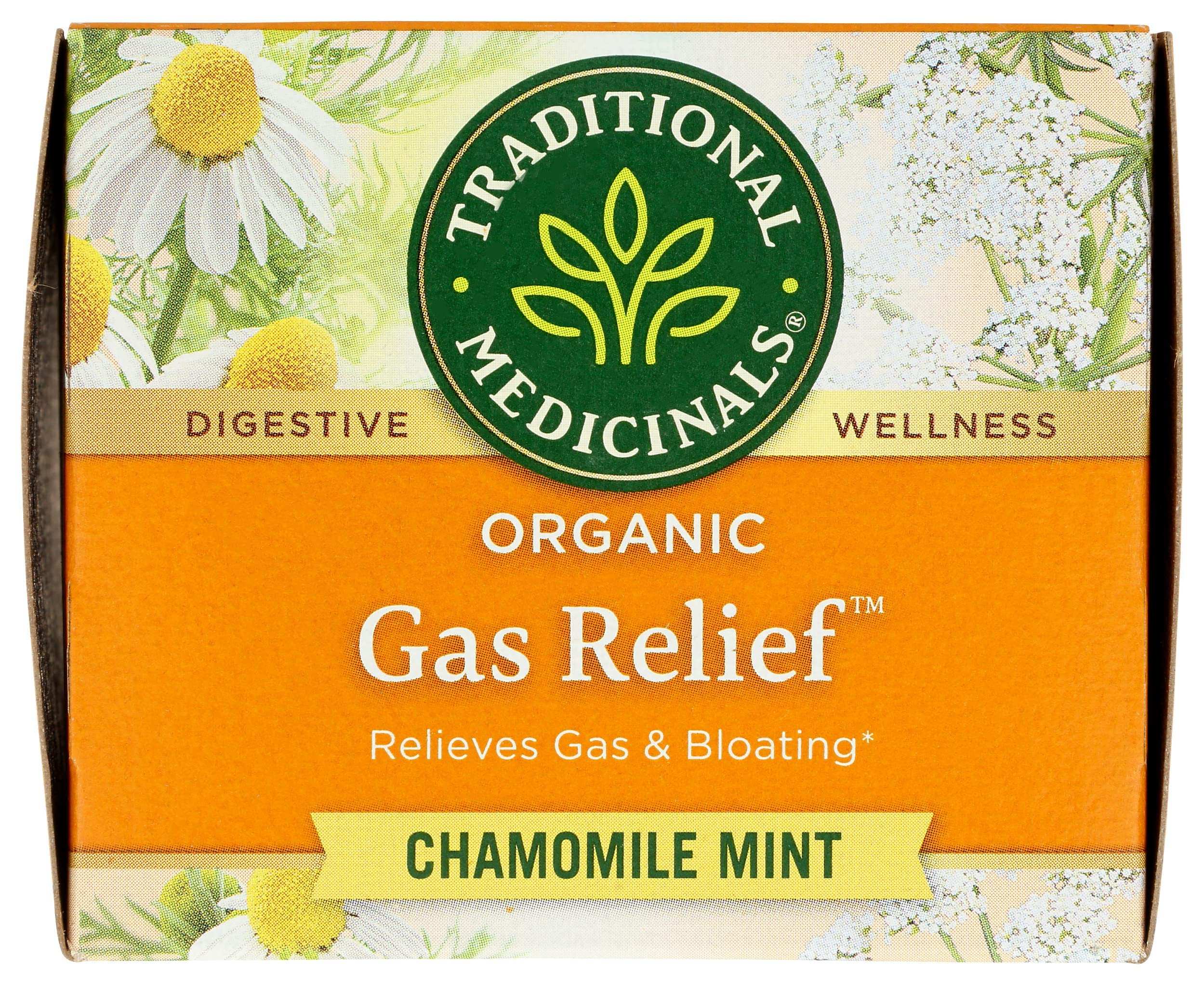 Traditional Medicinals Organic Gas Relief Chamomile Mint box herbal tea for bloating and gas Traditional Medicinals Organic Gas Relief Chamomile Mint box herbal tea for bloating and gas