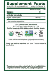 Traditional Medicinals organic raspberry leaf tea supplement facts with herbal ingredients information Traditional Medicinals organic raspberry leaf tea supplement facts with herbal ingredients information
