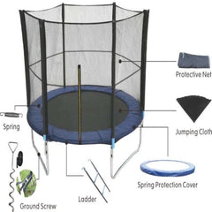 Huitich trampoline with safety net featuring a protective net, springs, and ladder for secure jumping Huitich trampoline with safety net featuring a protective net, springs, and ladder for secure jumping