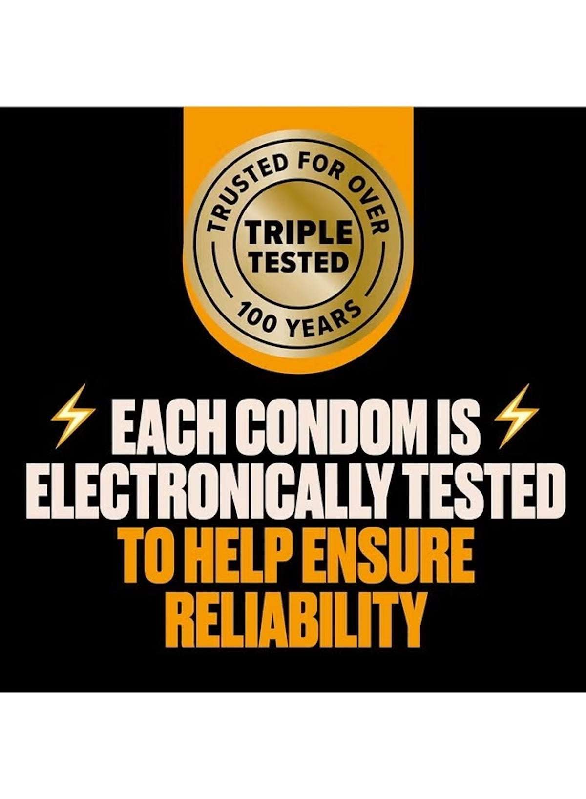 TROJAN large size condoms UAE label highlighting triple tested quality and reliability for safe use TROJAN large size condoms UAE label highlighting triple tested quality and reliability for safe use