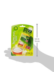 Tropicana Slim stevia tablets green pouch with cup of tea and single tablet pack showing 300 count Tropicana Slim stevia tablets green pouch with cup of tea and single tablet pack showing 300 count