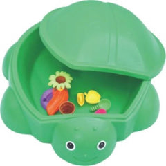 Huitich turtle sandbox for kids, green turtle design with toys inside for imaginative play Huitich turtle sandbox for kids, green turtle design with toys inside for imaginative play