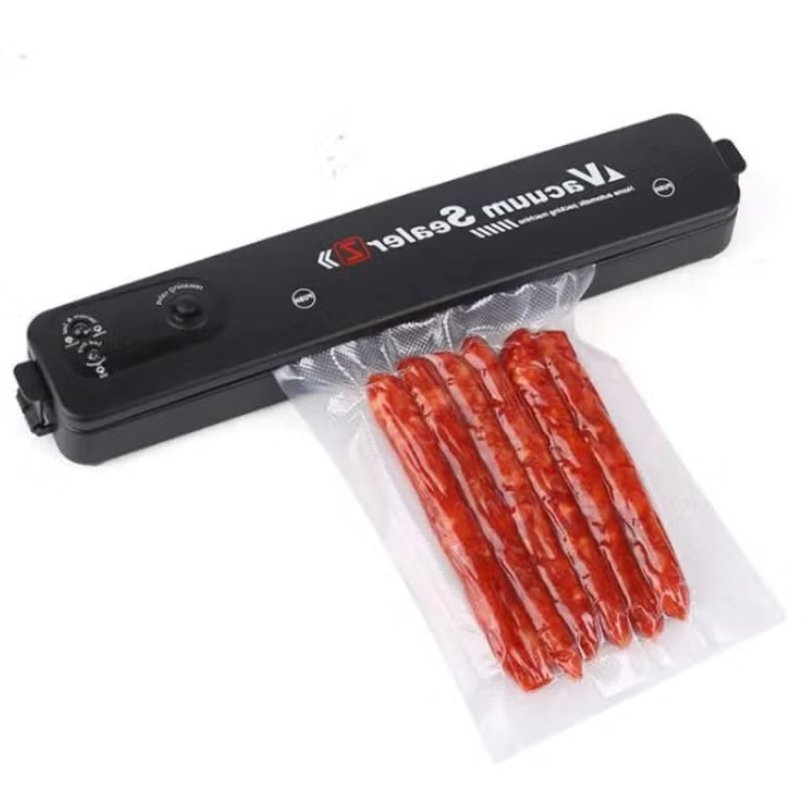 Huitich automatic vacuum sealer kitchen appliance to keep food fresh sealing sausages in a plastic bag Huitich automatic vacuum sealer kitchen appliance to keep food fresh sealing sausages in a plastic bag