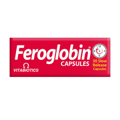 Feroglobin capsules UAE red Vitabiotics box showing 30 slow release capsules with clock icon Feroglobin capsules UAE red Vitabiotics box showing 30 slow release capsules with clock icon