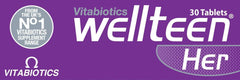 Purple Wellteen Her supplement box with Vitabiotics logo and UK No1 badge wellteen vitabiotics her 30 tablets Purple Wellteen Her supplement box with Vitabiotics logo and UK No1 badge wellteen vitabiotics her 30 tablets