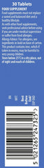 Blue supplement label for Wellteen Vitabiotics Him vitamins 30 tablets with storage instructions allergen info and barcode Blue supplement label for Wellteen Vitabiotics Him vitamins 30 tablets with storage instructions allergen info and barcode
