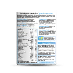 Wellwoman Original vitamins by Vitabiotics box back showing nutritional information and directions for use Wellwoman Original vitamins by Vitabiotics box back showing nutritional information and directions for use