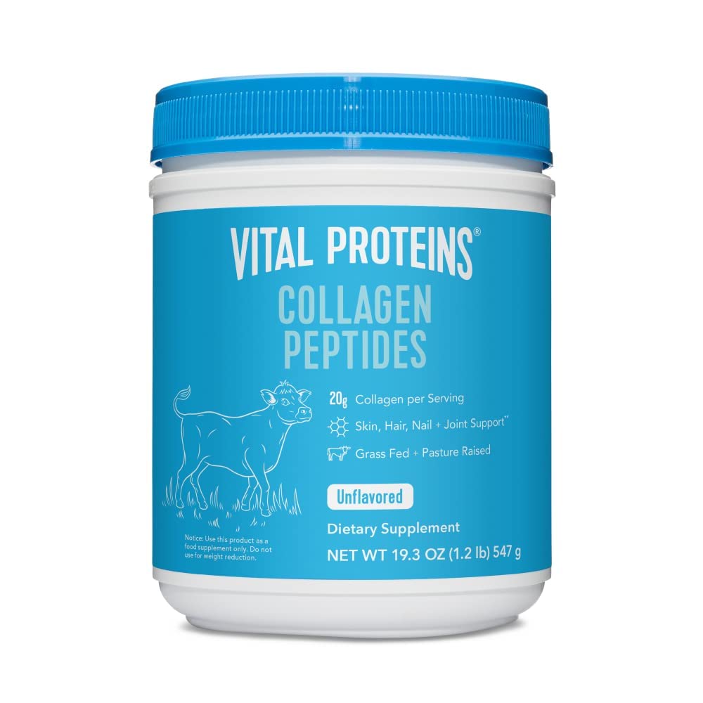 Jar of Vital Proteins collagen supplement unflavored collagen peptides powder for skin and joints Jar of Vital Proteins collagen supplement unflavored collagen peptides powder for skin and joints